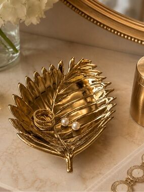 Opalhouse x Jungalow Gold Leaf Trinket Dish | Ceramic Catchall Tray